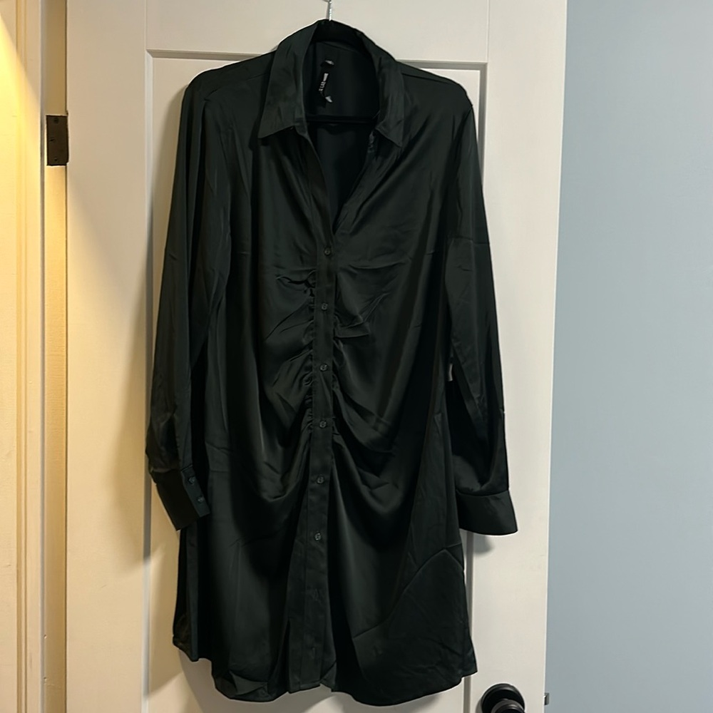 Satin dark emerald dress